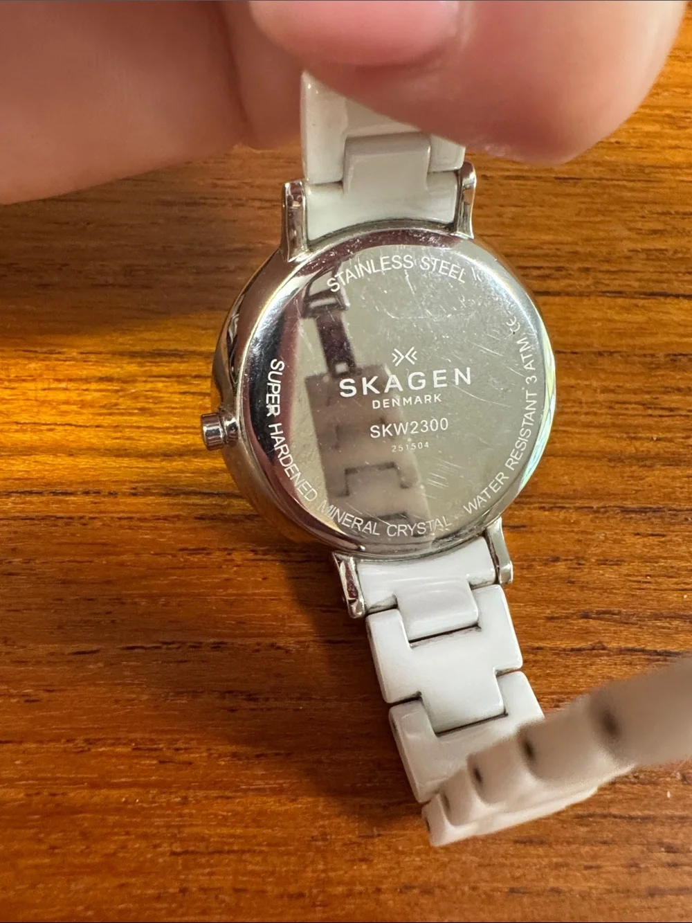 Skagen White Ceramic Minimalist Round Watch with Silver Accents